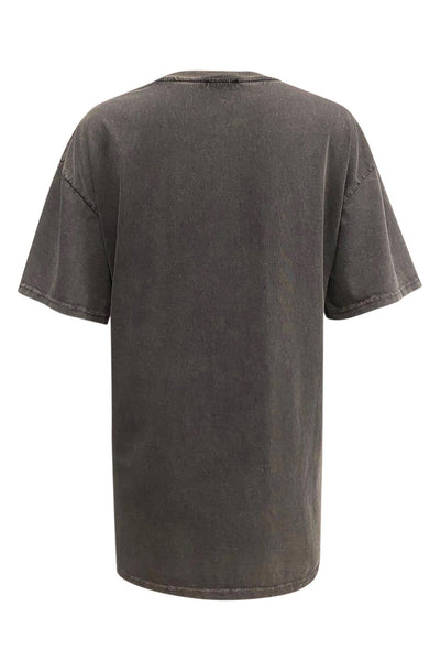 Farah 'Nebraska' Graphic Printed Oversized T. Shirt Top-Charcoal