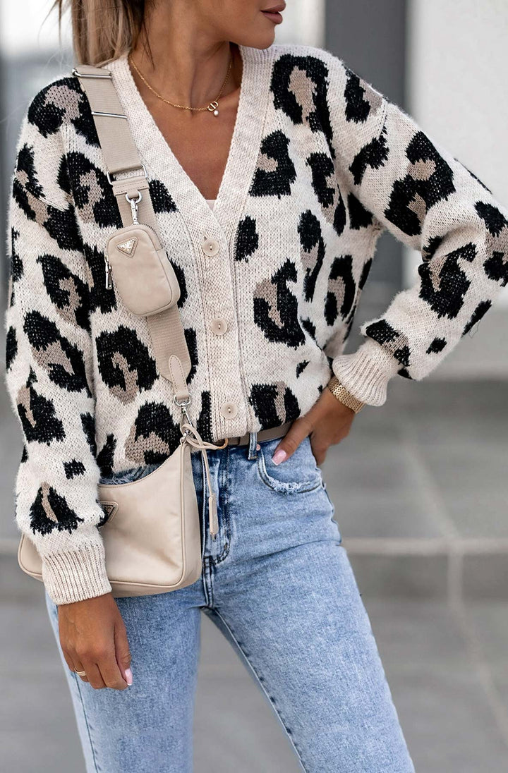 Leopard print boyfriend cardigan best sale