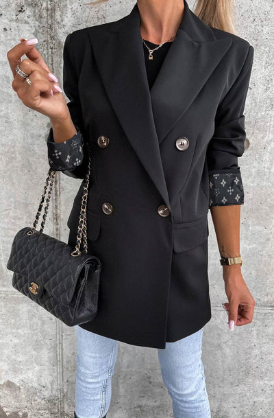 Michelle Oversized 'LV' Inspired Blazer Jacket-Black