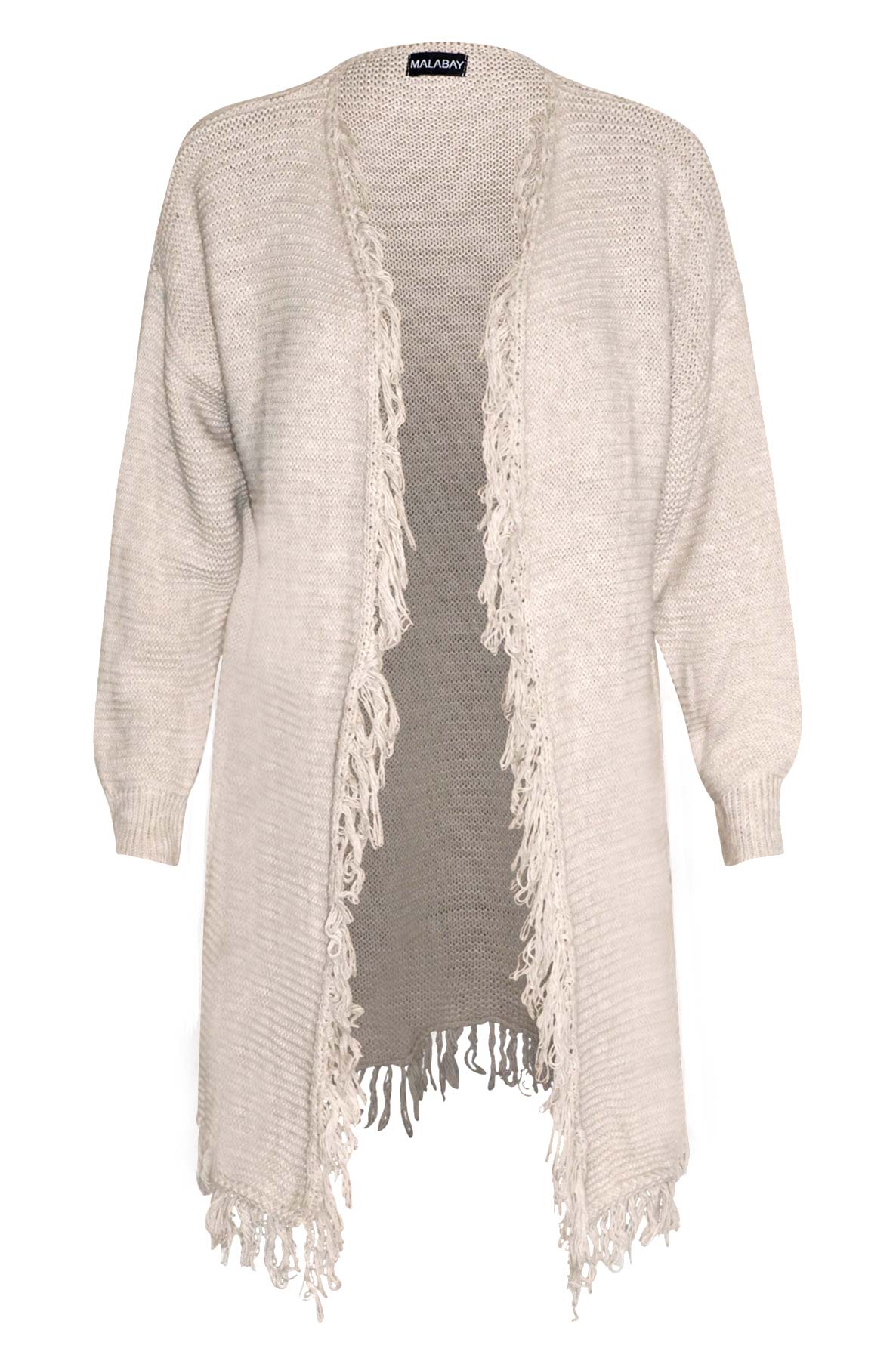 Nessie Tassel Knitted Cardigan-Stone